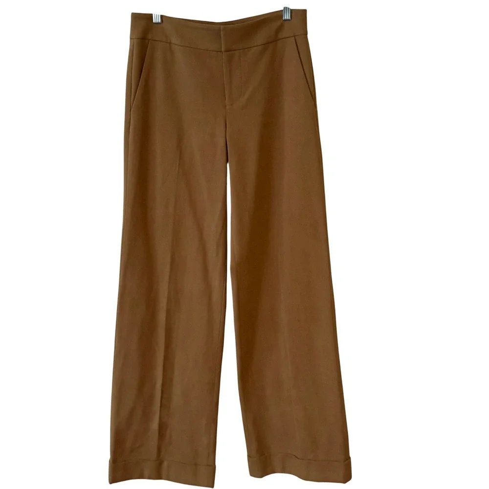 Alice + Olivia Women's Classic Camel Wide Leg Trousers in Size 4
